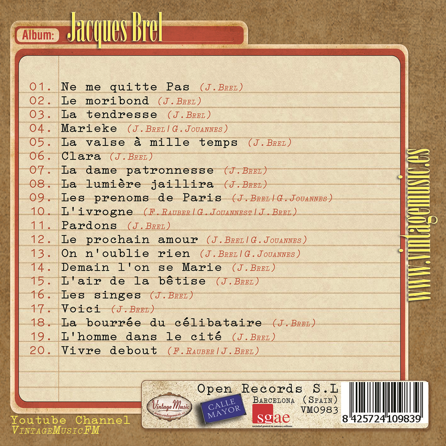 Jacques Brel (Colección Vintage Music)