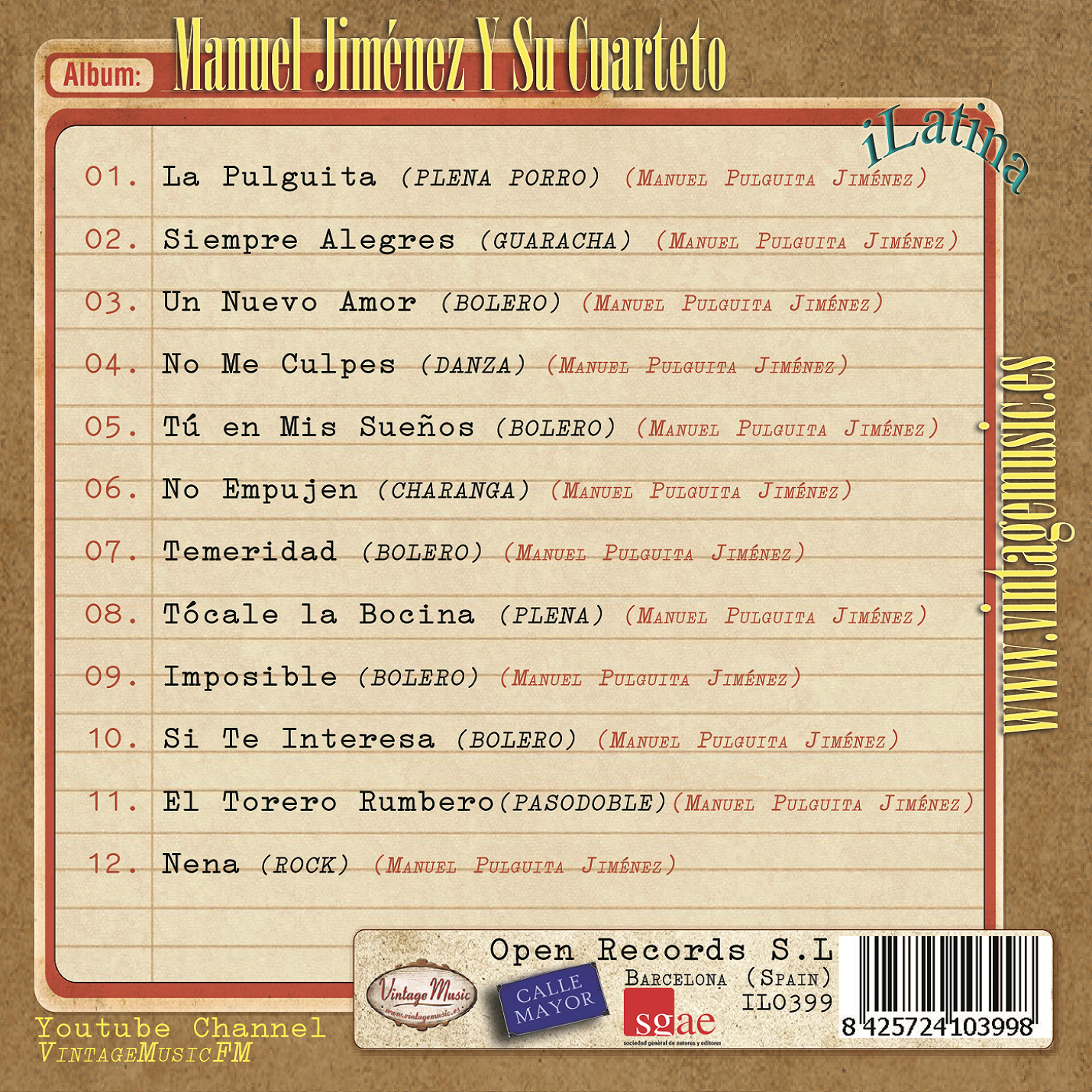 Manuel Jiménez Y Su Cuarteto (Colección iLatina)