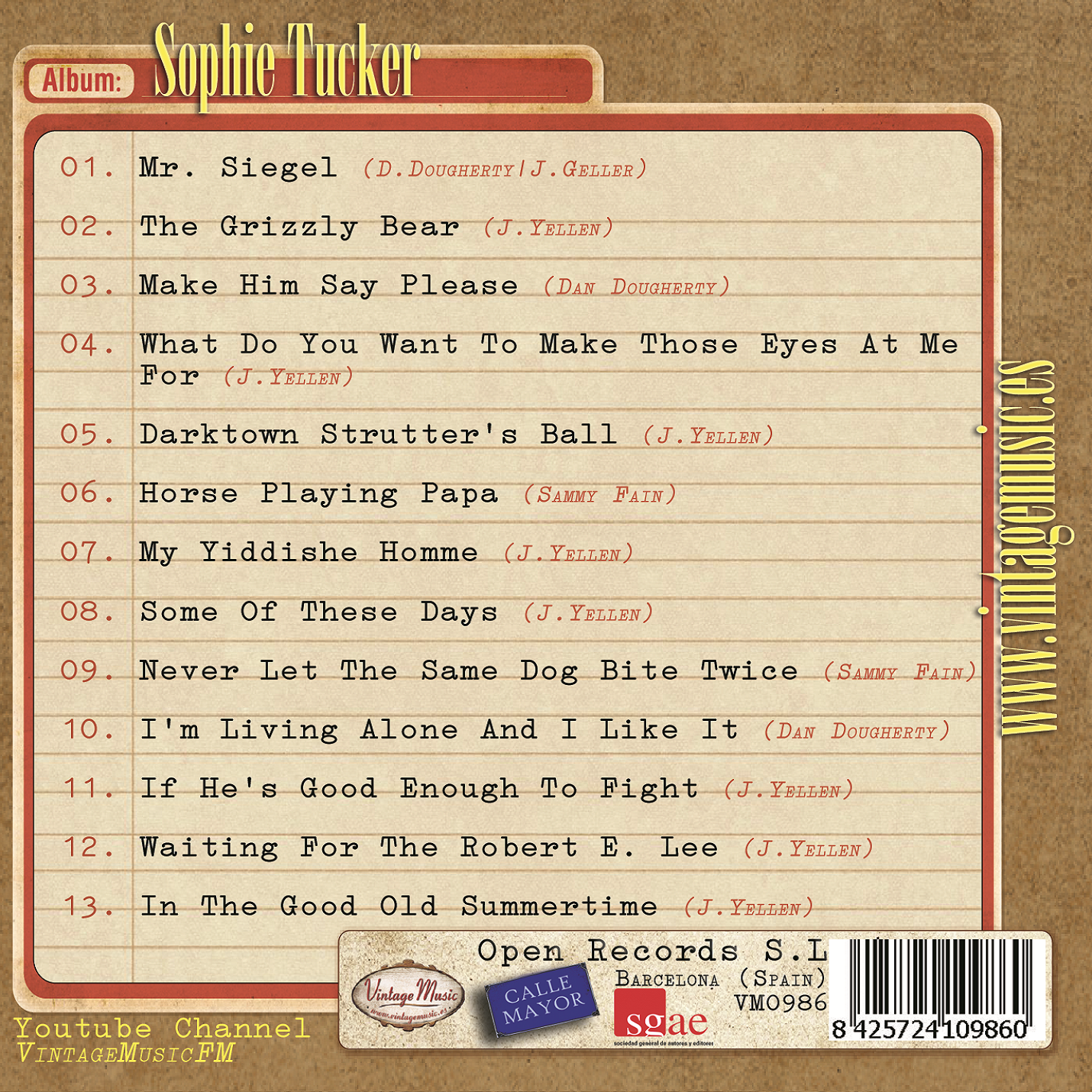 Sophie Tucker (Colección Vintage Music)