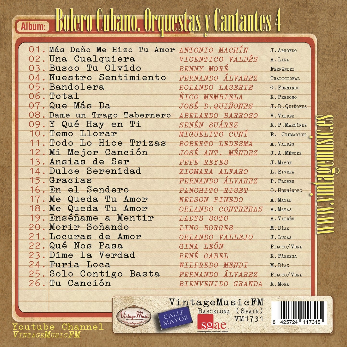 Bolero Cubano - Orquestas y Cantantes 4 (Colección Boleros)