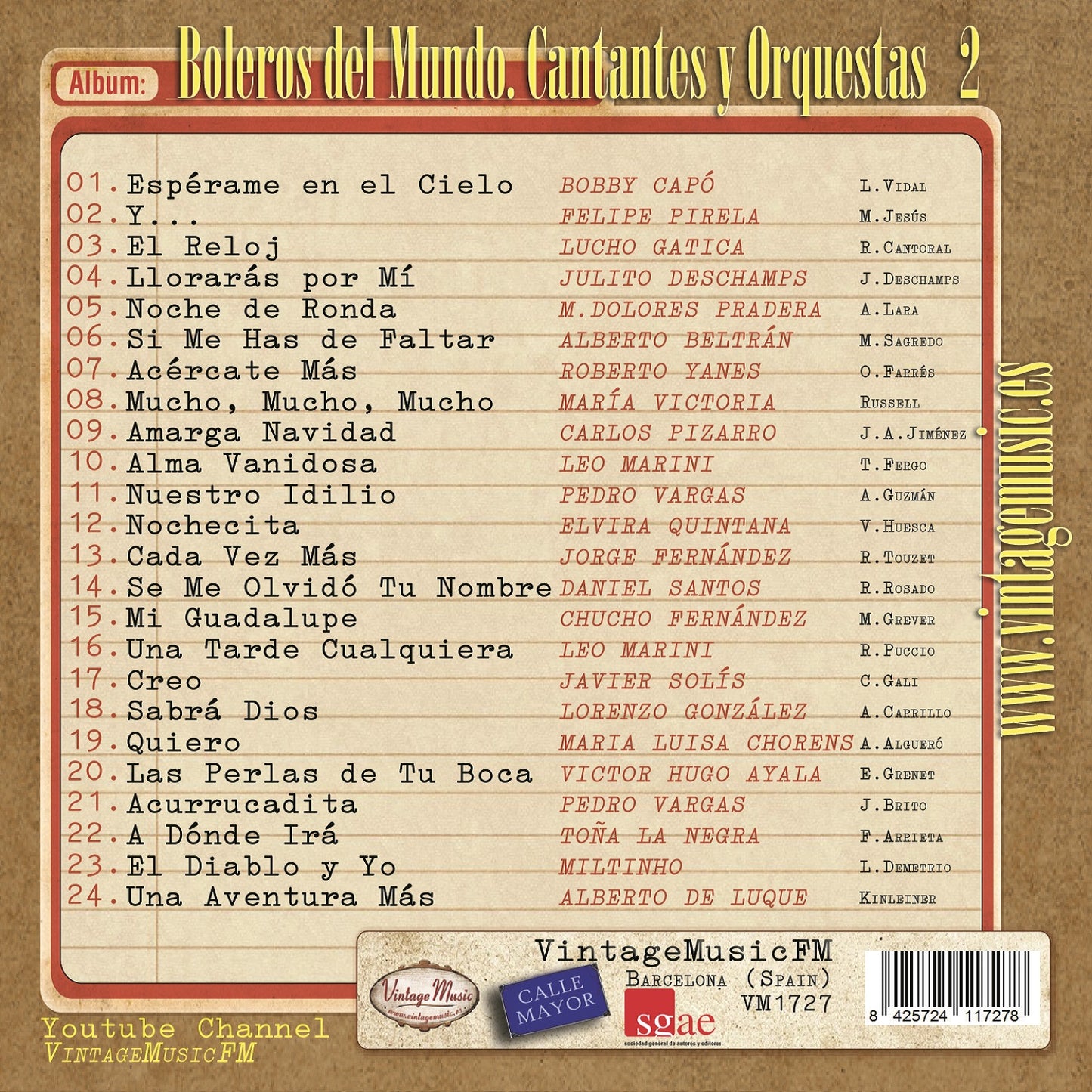 Boleros del Mundo - Cantantes y Orquestas 2 (Colección Boleros)