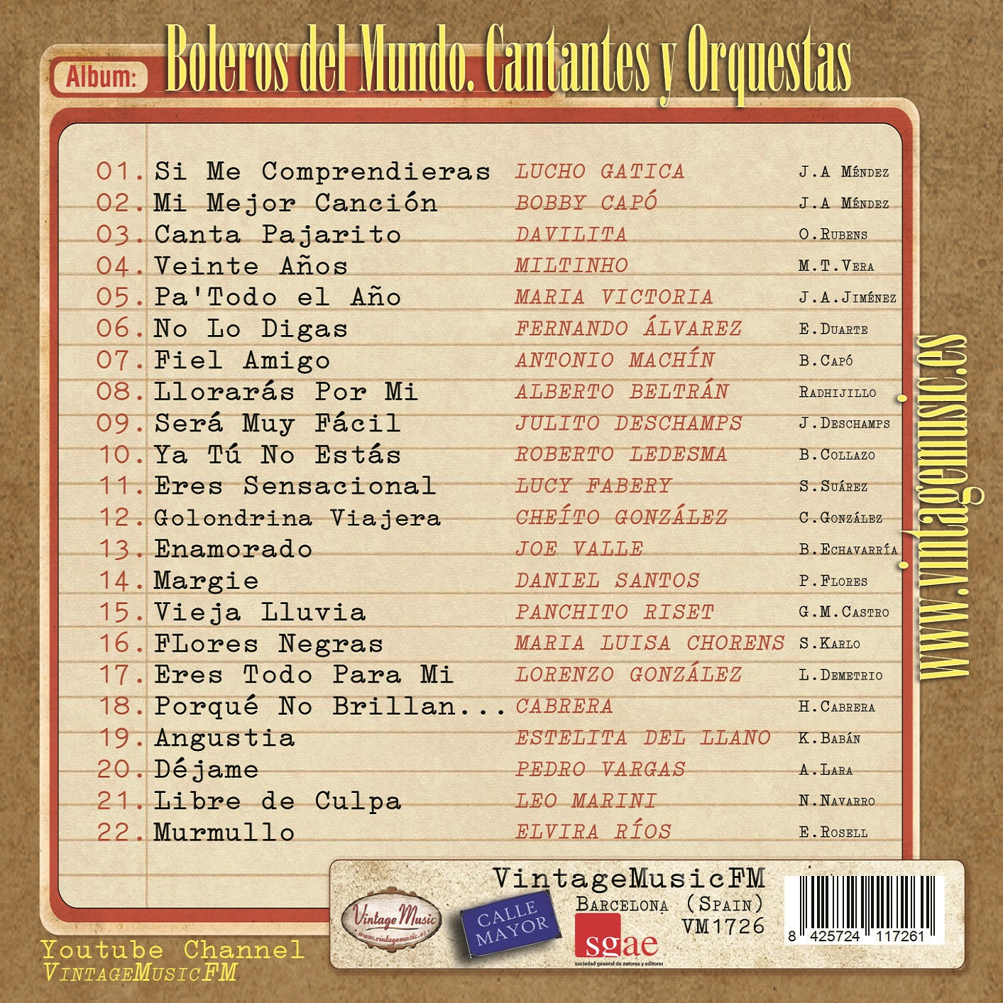 Boleros del Mundo - Cantantes y Orquestas (Colección Boleros)