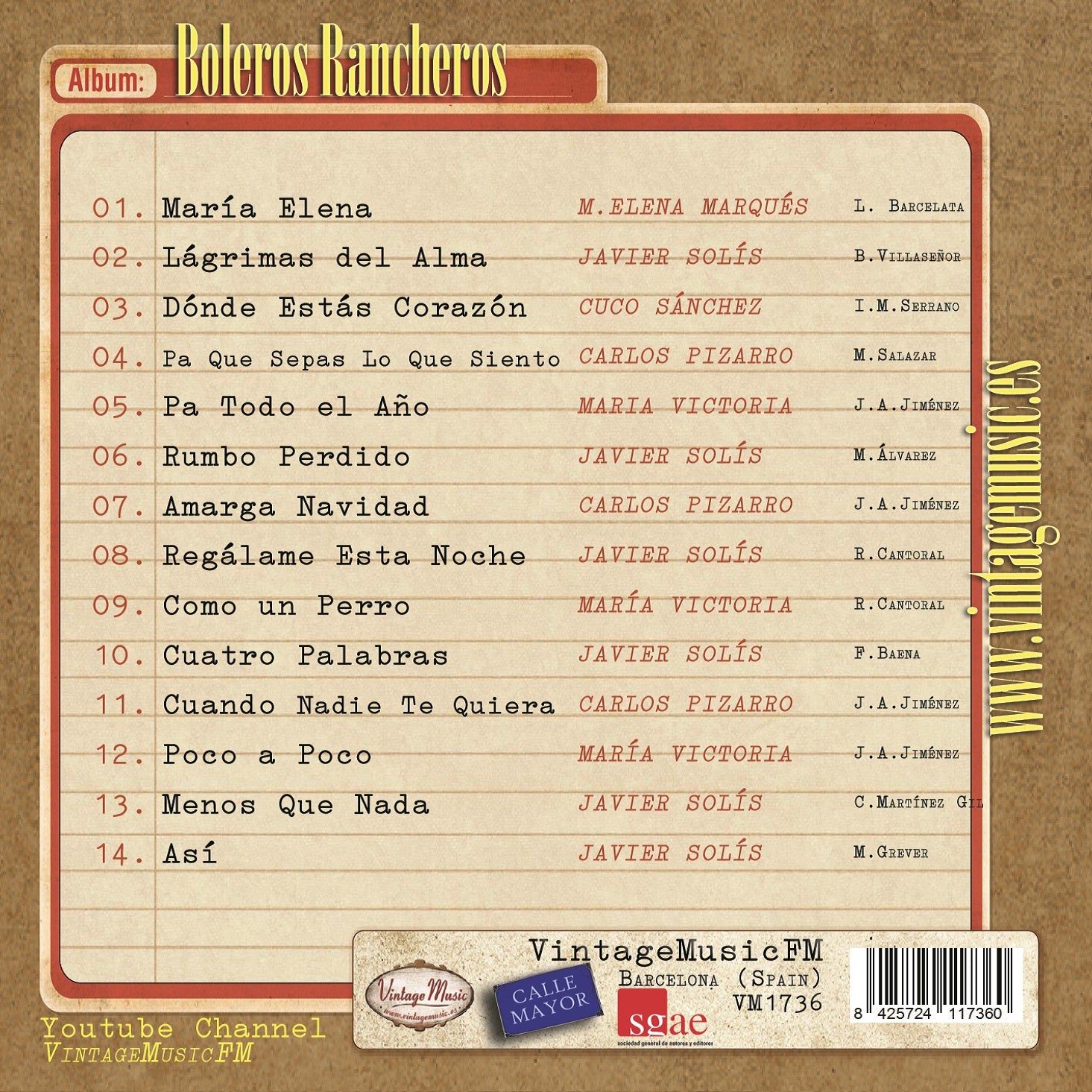 Boleros Rancheros (Colección México) – vintagemusicfmcds