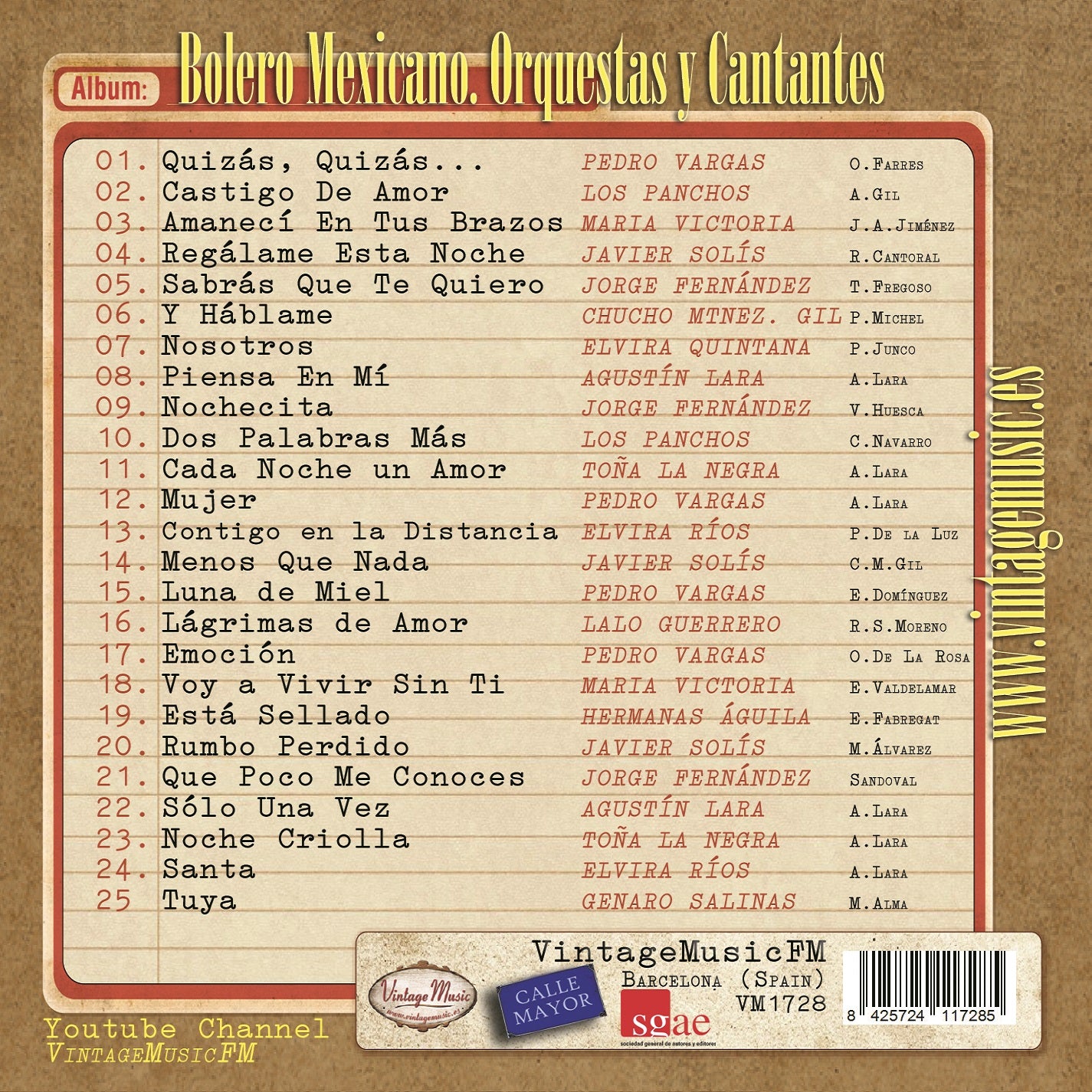 Bolero Mexicano - Cantantes y Orquestas 2 (Colección Boleros)